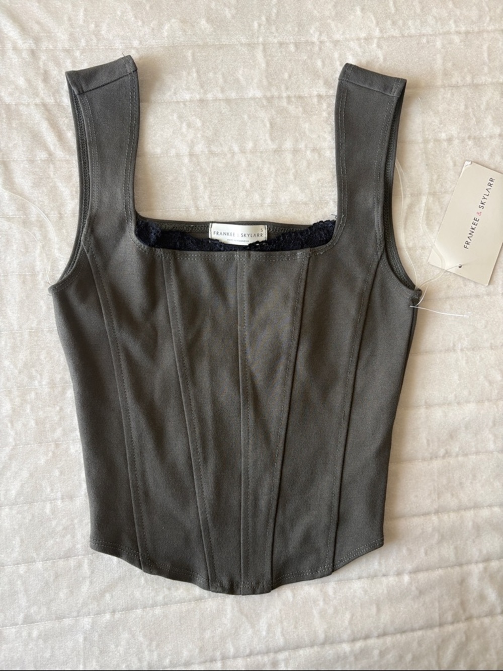 FRANKIE SHOP Square-Neck Black Tank with Tailored Seams